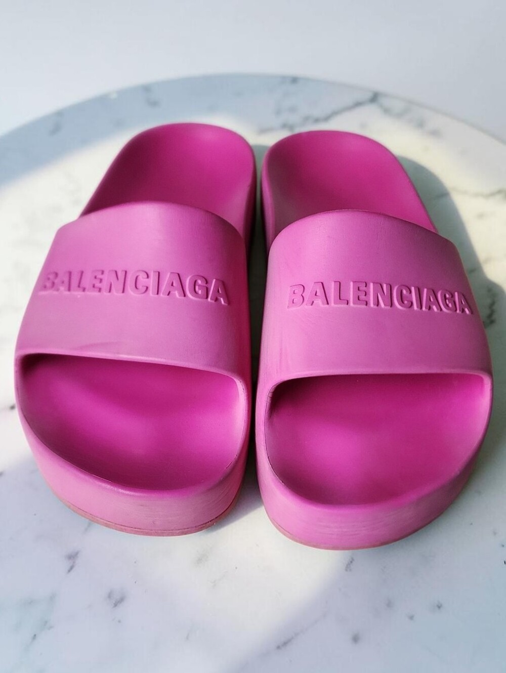 Balenciaga Pink Chunky Rubber Pool Slide Sandals Size 7